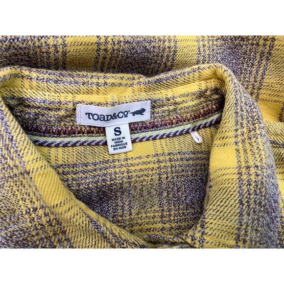 Toad & Co Shirt Women Size Small Yellow Gray 1/4 Zip Long Sleeve Organic Cotton - Picture 11 of 13